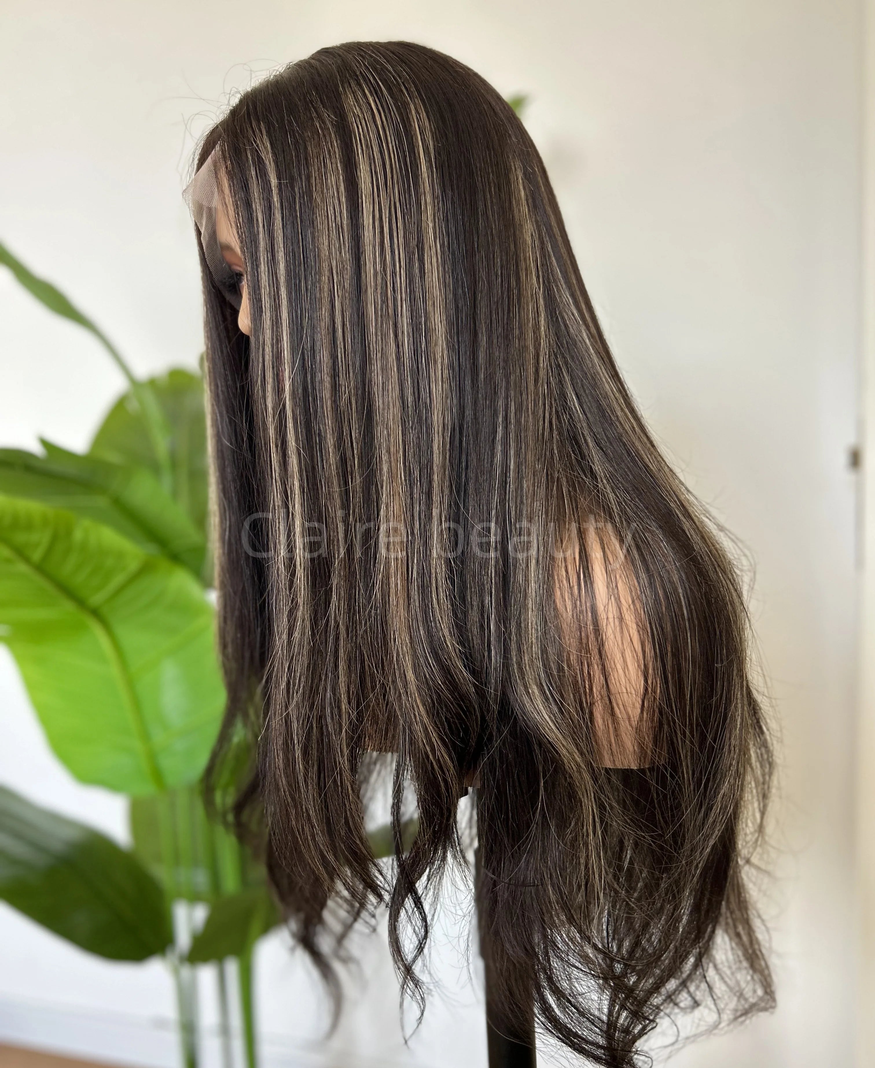 Brazilian Human Hair Wig Glueless Lace Wig Highlights Color Cuticle Aligned Unprocessed Raw Hair HD Swiss Lace Front Wig