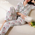 Women's Sleepwear Full Print Long-sleeved 100%cotton Pajama High-end Lounge Wear Homewear