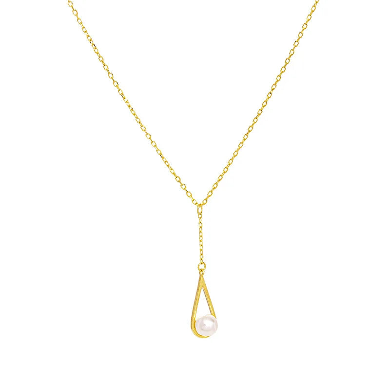 Fine Jewelry Pearl Pendant Necklace Women 925 Sterling Silver 18K Gold Plated Chain Necklace Pearl Necklace Jewelry for Women
