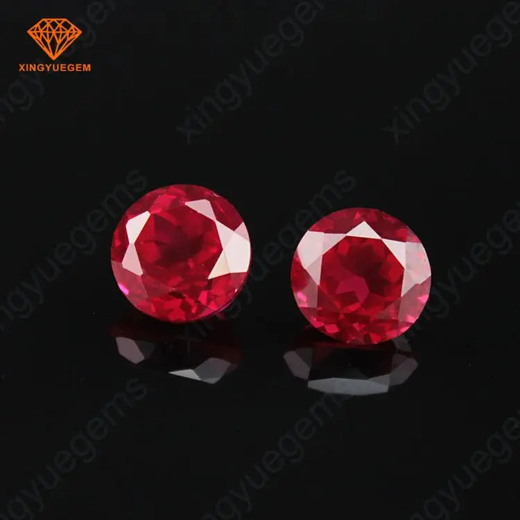 Lab Grown Round Cut Red Color Gemstone Ruby