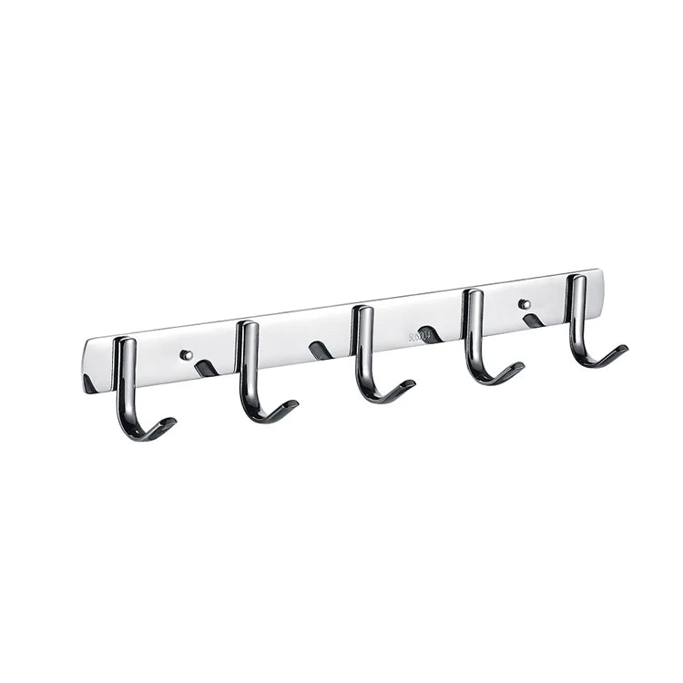 Modern Heavy-Duty 304 Stainless Steel Eco-Friendly Multifunction Wall Hooks 5 Hook Polish Screw Hanger Bathroom Kitchen Bedroom MegaBDM