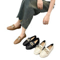 Women Loafer Slip-on Moccasins New Flat Shoes for Spring and Summer Featuring Metal Buckle Detail on Small Leather Shoes