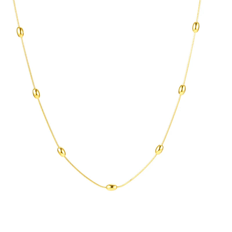 316l Stainless Steel Jewelry Snake Chain With Oval Beads Chain Fashion Necklace Manufacture