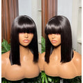Bang Bob Wig Human Hair Lace FrontTransparent Glueless Virgin Bone Straight Bob Wigs Lace Short Bob Wig With Bangs