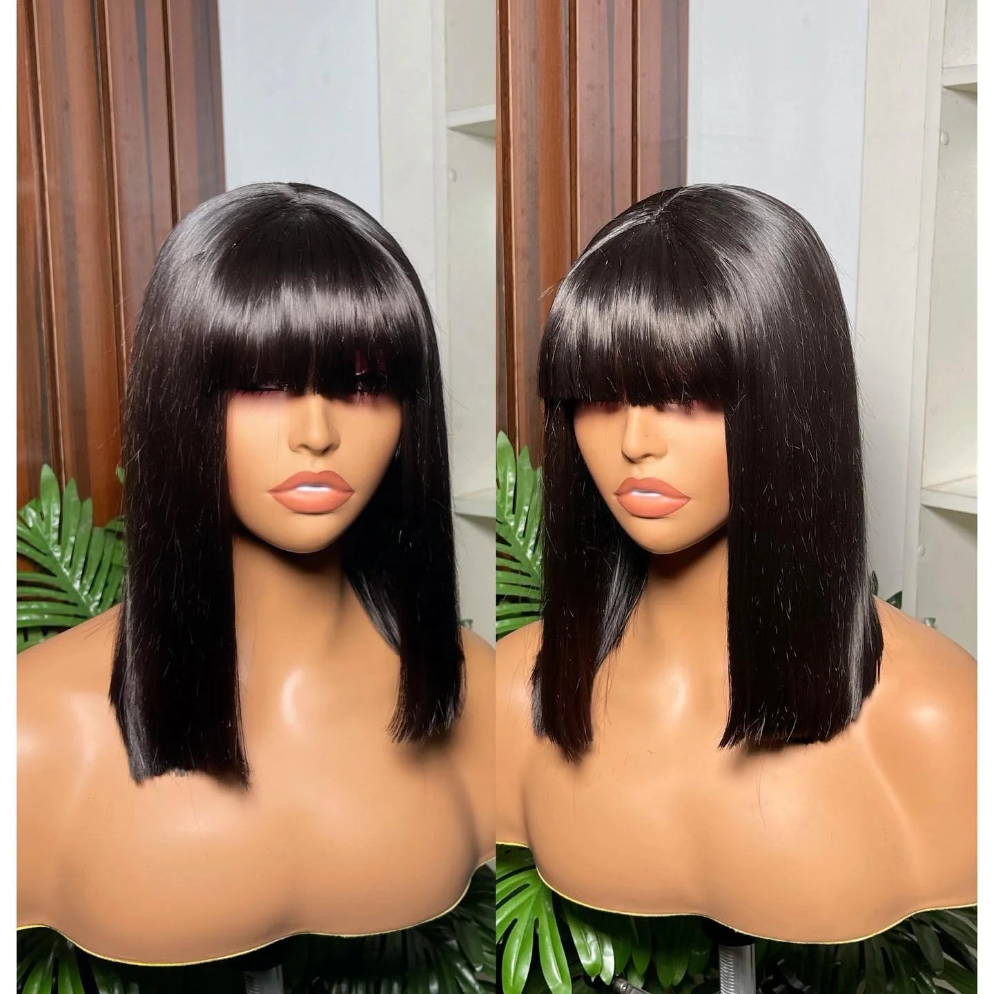Bang Bob Wig Human Hair Lace FrontTransparent Glueless Virgin Bone Straight Bob Wigs Lace Short Bob Wig With Bangs