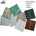 Premium Dark Green Finger KitKat Mosaic Tiles Modern Graphic Design Bathroom Shower Wall Backsplash Strip-Shaped Porcelain