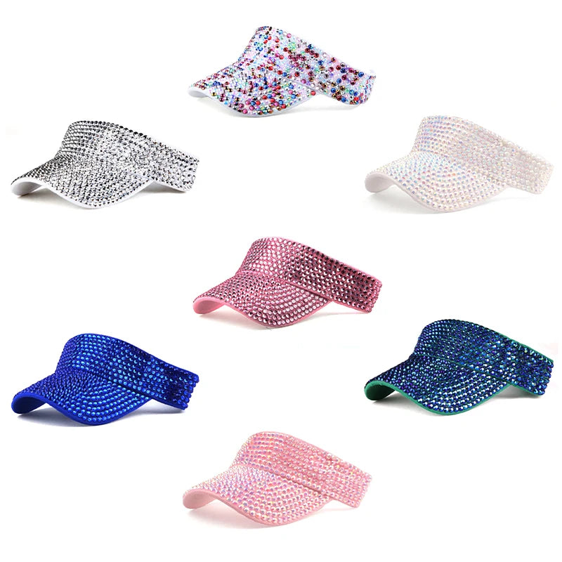 Fashion Luxury Diamond Sun Visors Sports Caps Women Spring Summer Sun Protected Casual Top Visor Hat