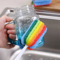 Sustainable Rainbow Sponge Long Handle Bottle Brush