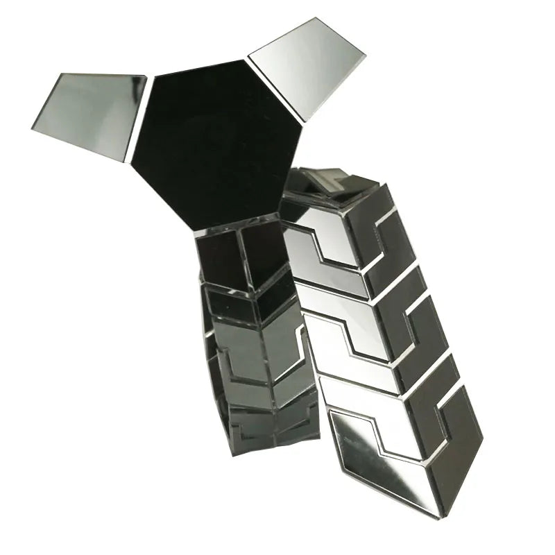 Hamocigia Wedding Business Handmade Hex Neck Hexagon Acrylic Leather Mirror Tie
