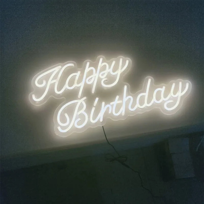 Cross Border Bestsellers Party Supplies Happy Birthday Led Neon Sign for the Wall  Decorate