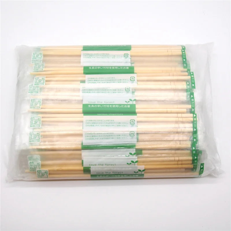 OEM Sleeves Round Disposable Bamboo Chopsticks Separated Sushi Restaurant Take Out Chinese Chopsticks