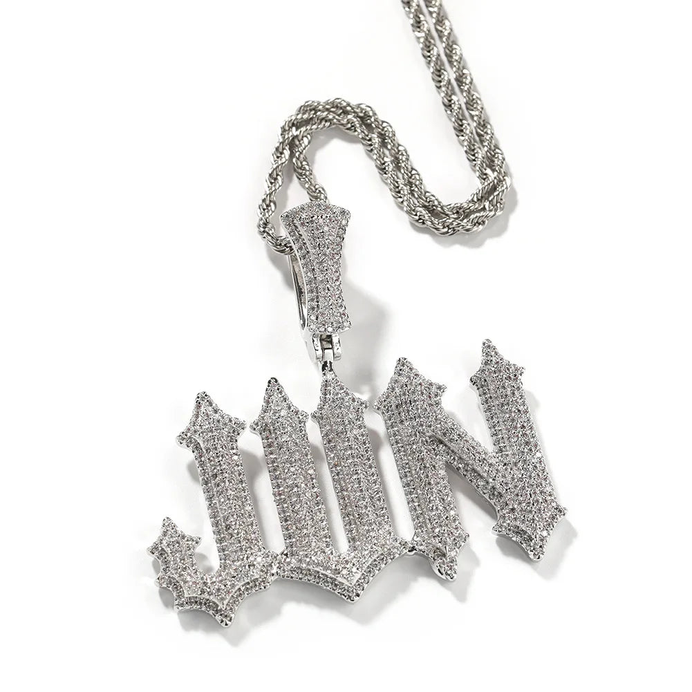 QIUHAN Personalized Hip-Hop Zircon Pendant Jewelry Diamond Custom Letter Necklace