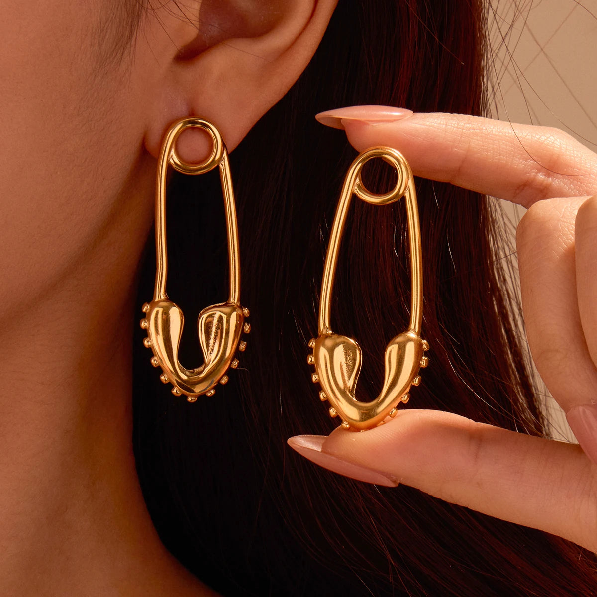 Simple Heart Paperclip Drop Earrings Gold Plated Stainless Steel Hoop Earrings Fashion Waterproof Jewelry for Women