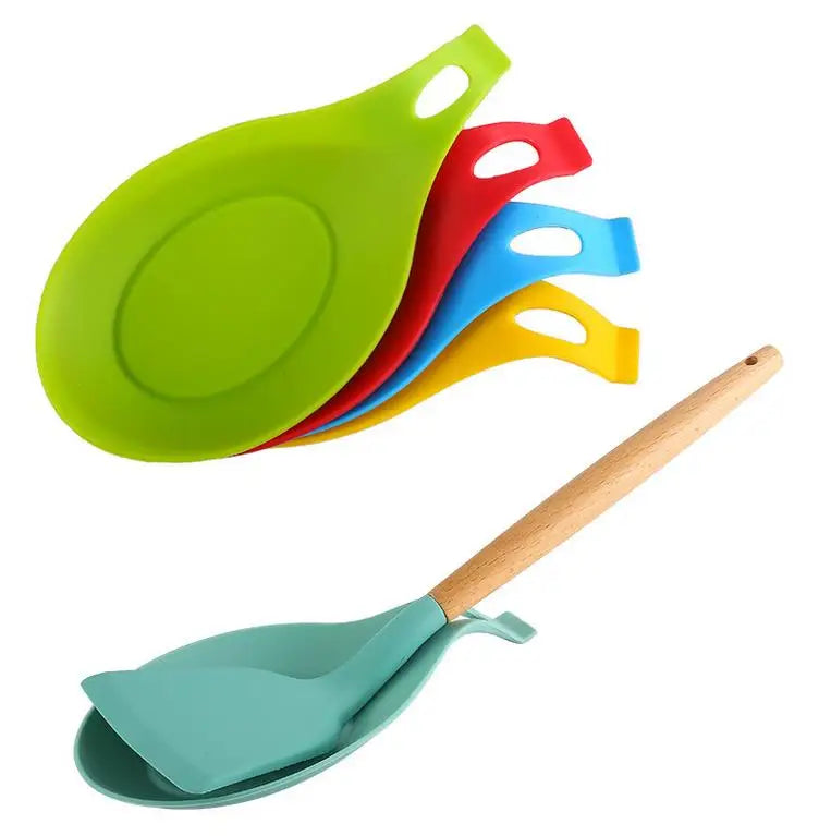 Silicone Scoop Holder Pad Soft Spoon Mat Spatula Holder Rack Storage Shelf 19.5x9.5cm Oven & Dishwasher Safe