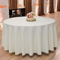 AQTQ Wholesale 120 Inch Polyester Round Custom White Outdoors Party Banquet Wedding Tablecloth Table Cloths for Events