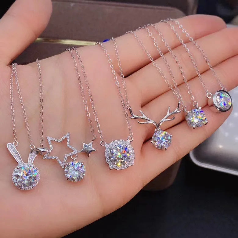 CAOSHI 2025 Korean Shiny 6 Designs Silver Coating Crystal Geometric Cubic Zirconia Custom Pendants for Necklace Women
