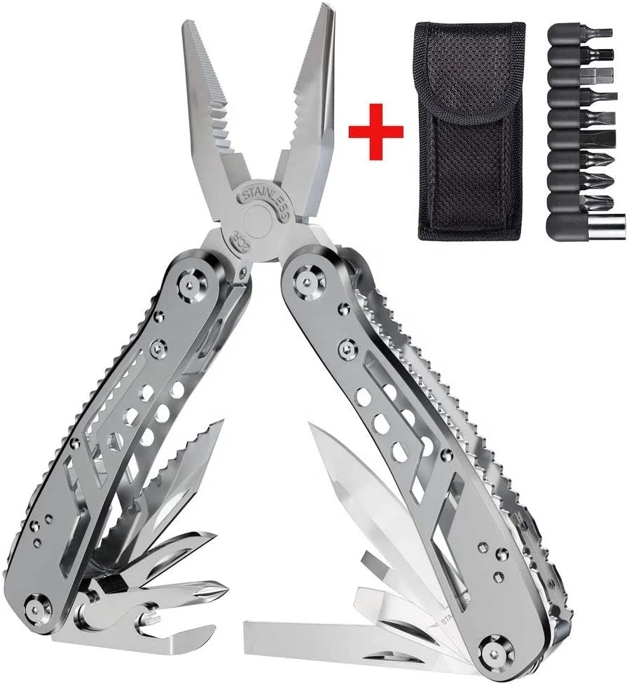 Stainless Steel Multi-function Folding Pliers Outdoor Camping Tool with Knife and Screwdriver EDC Gift Backpack