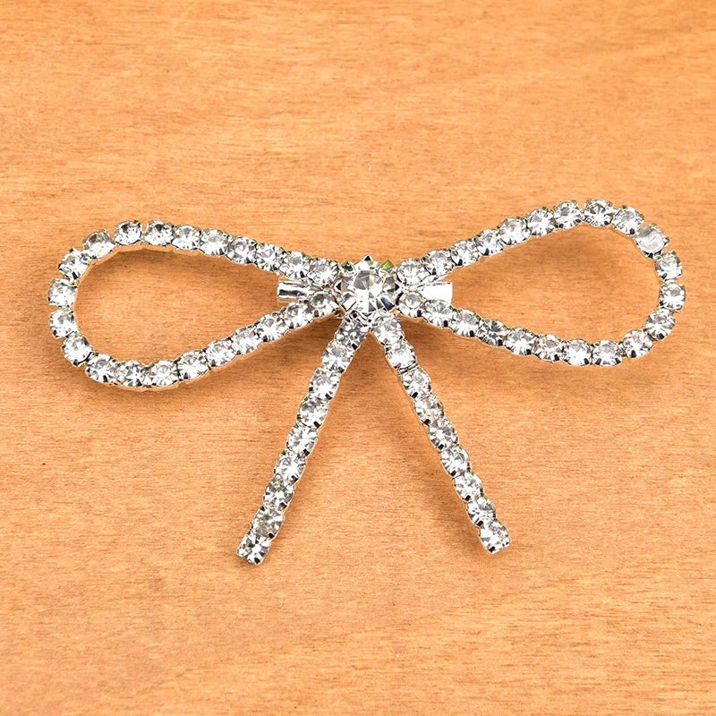 Cute Clear Rhinestone Crystal Bowknot Brooch Knot Pin Girls Dress Bags Shoes Decoration