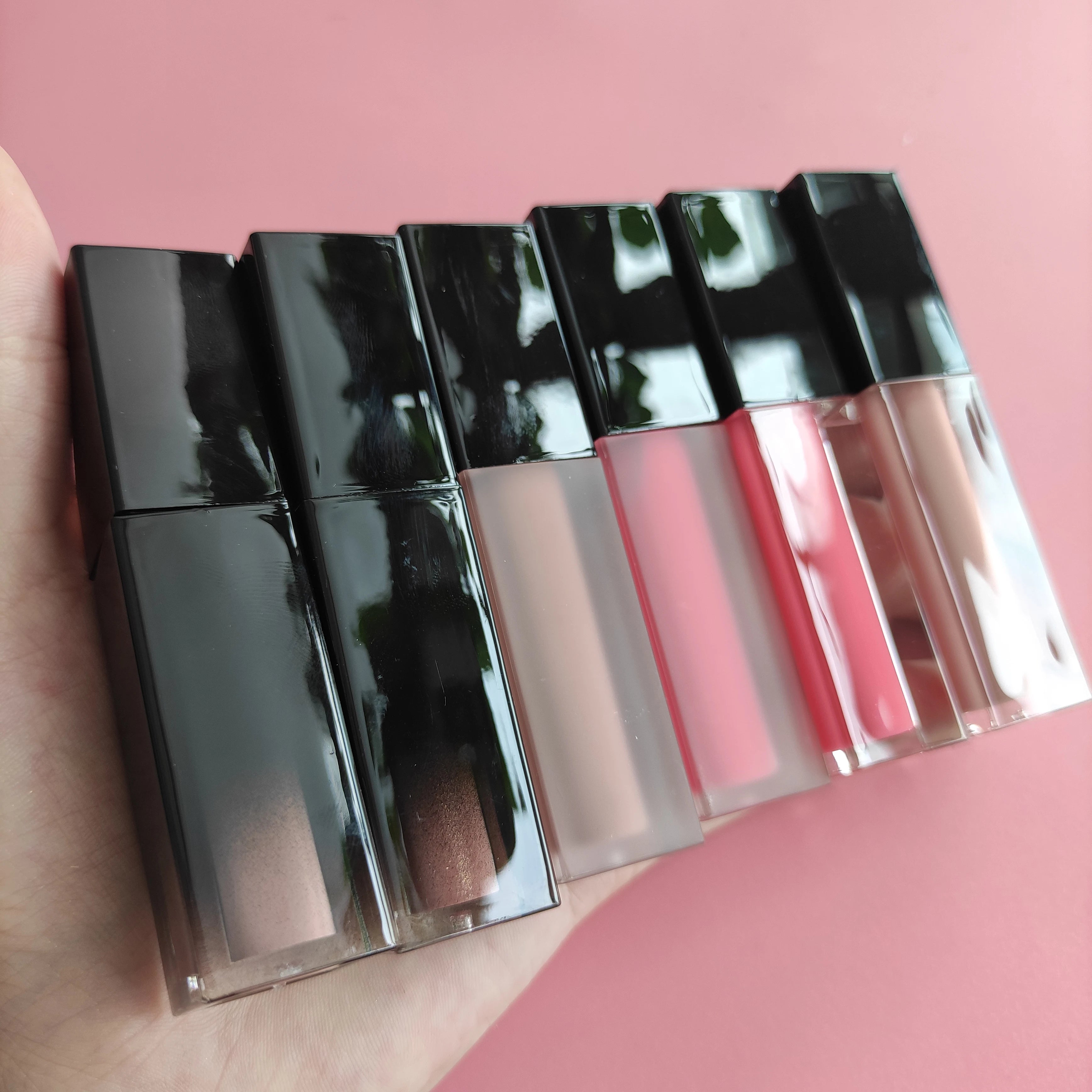 Chinese Vendor Free Sample square Black Tube Shiny Glitter Lip Gloss with Private Label