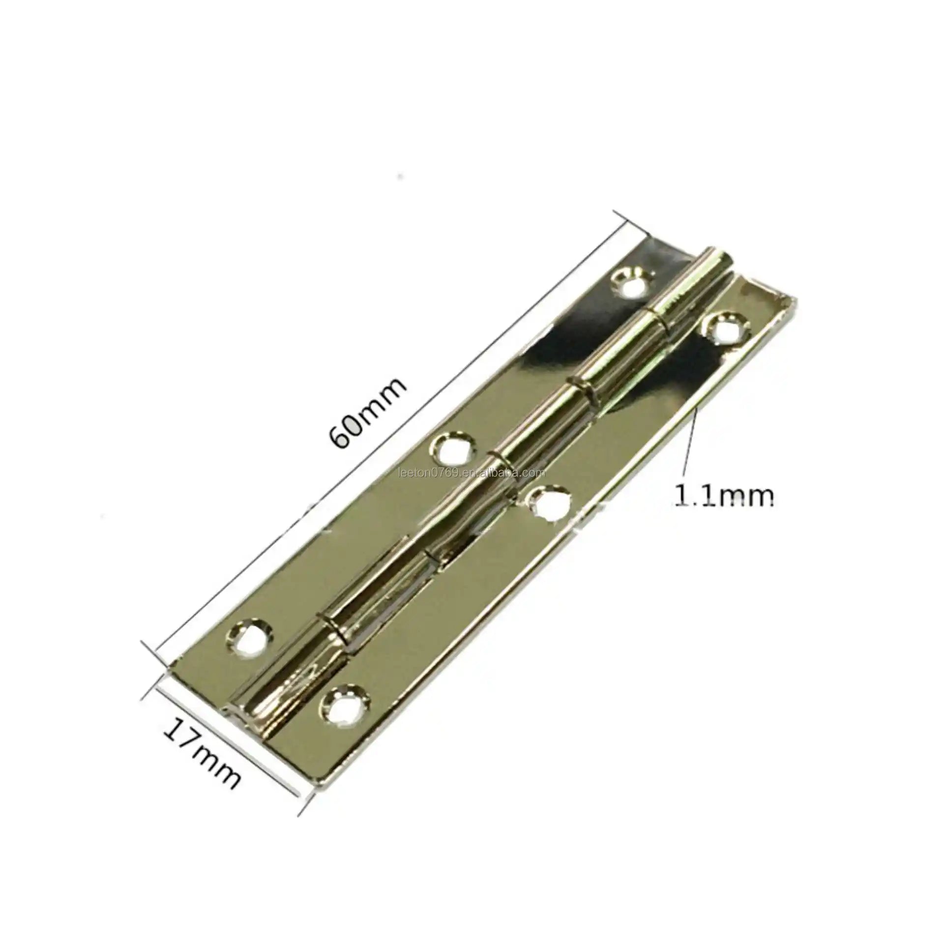 Stock Supply Box Accessories Good Quality 60 X 17mm 90 and 180 Degree Shiny Gold and Shiny Nickel Long Metal Butt Box Hinge