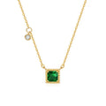 Anniversary Gift Square Green 4A Zircon Pendant Necklace Classic Emerald 925 Sterling Silver Necklace