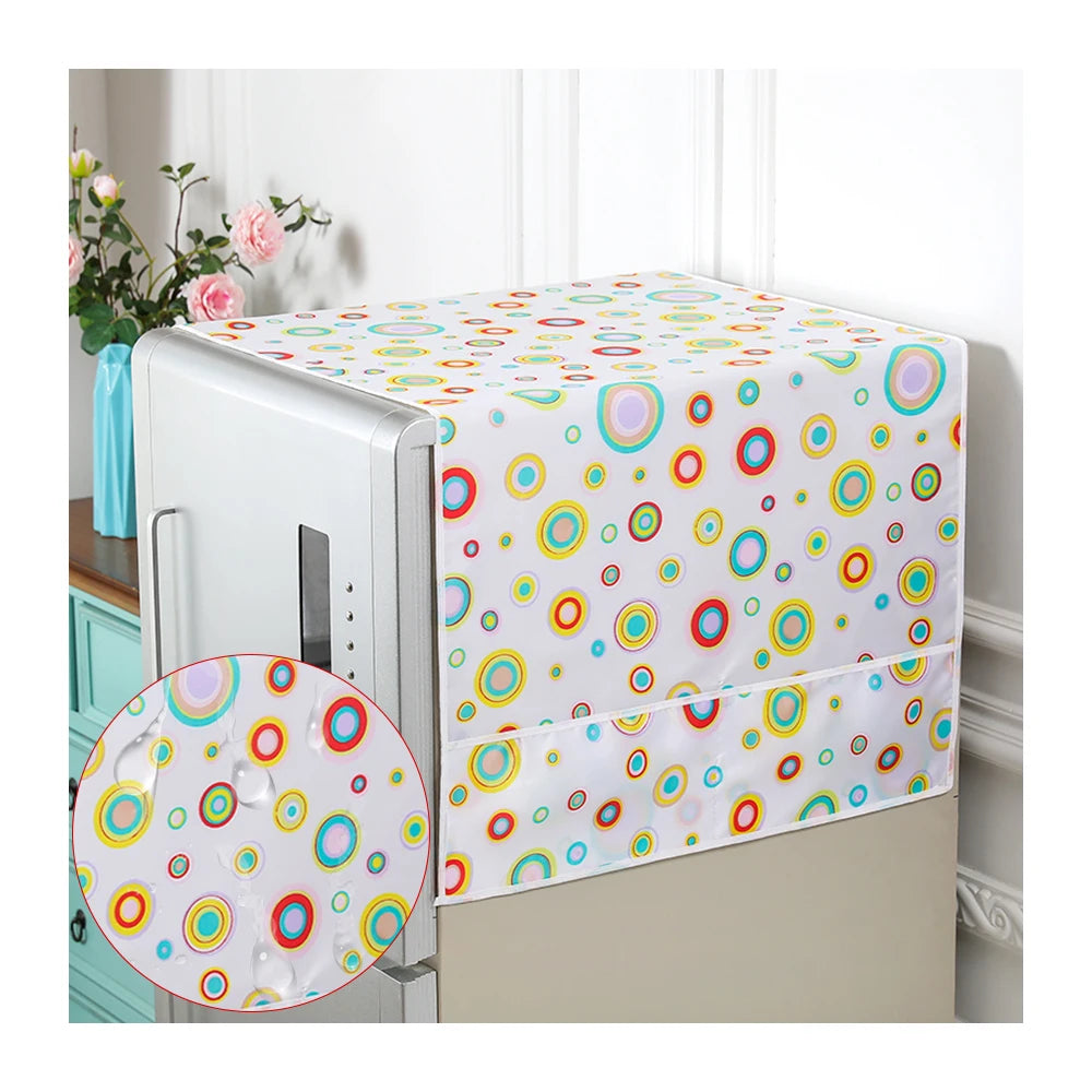 Two Doors Multi-functional Kitchen Refrigerator & Washing Machine Storage Bag Dryer Top Covers PEVA Material Multicolour