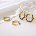 HOT TOP SELL Stainless Steel Geometric Mulit Micro Inlay Green Zircon CZ 18k Gold Hoop Earring Trendy