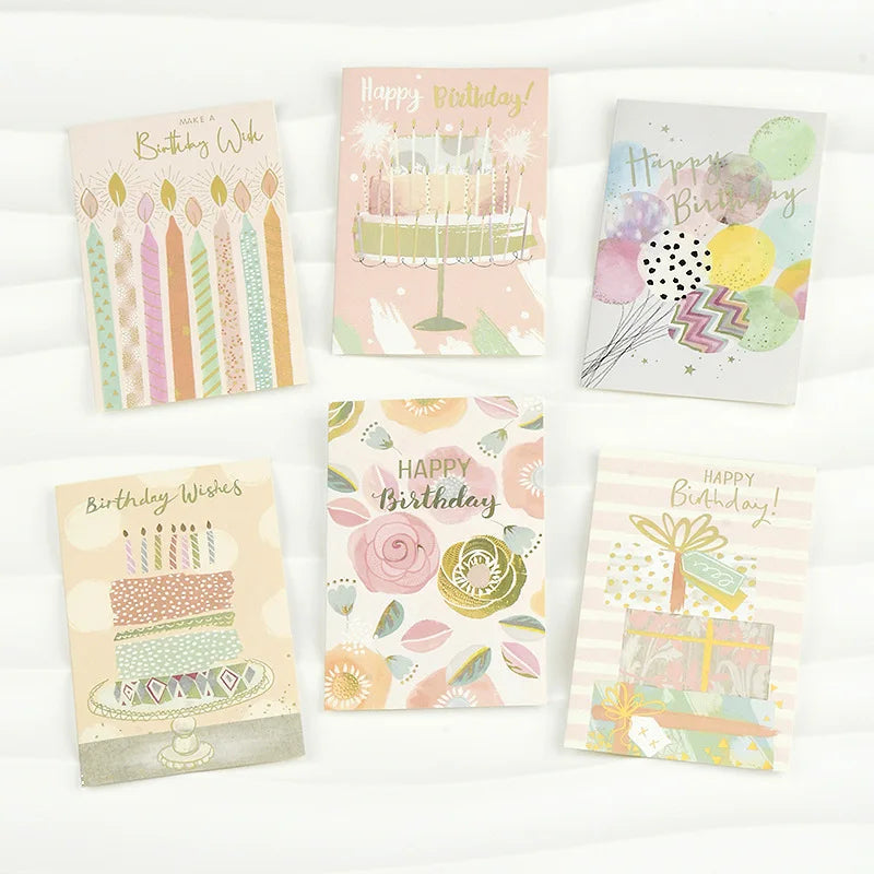 2025 Latest Design Simple Gold Stamping Birthday Festival Universal Bronzing Laser Greeting Card with Blessing and Best Wishes