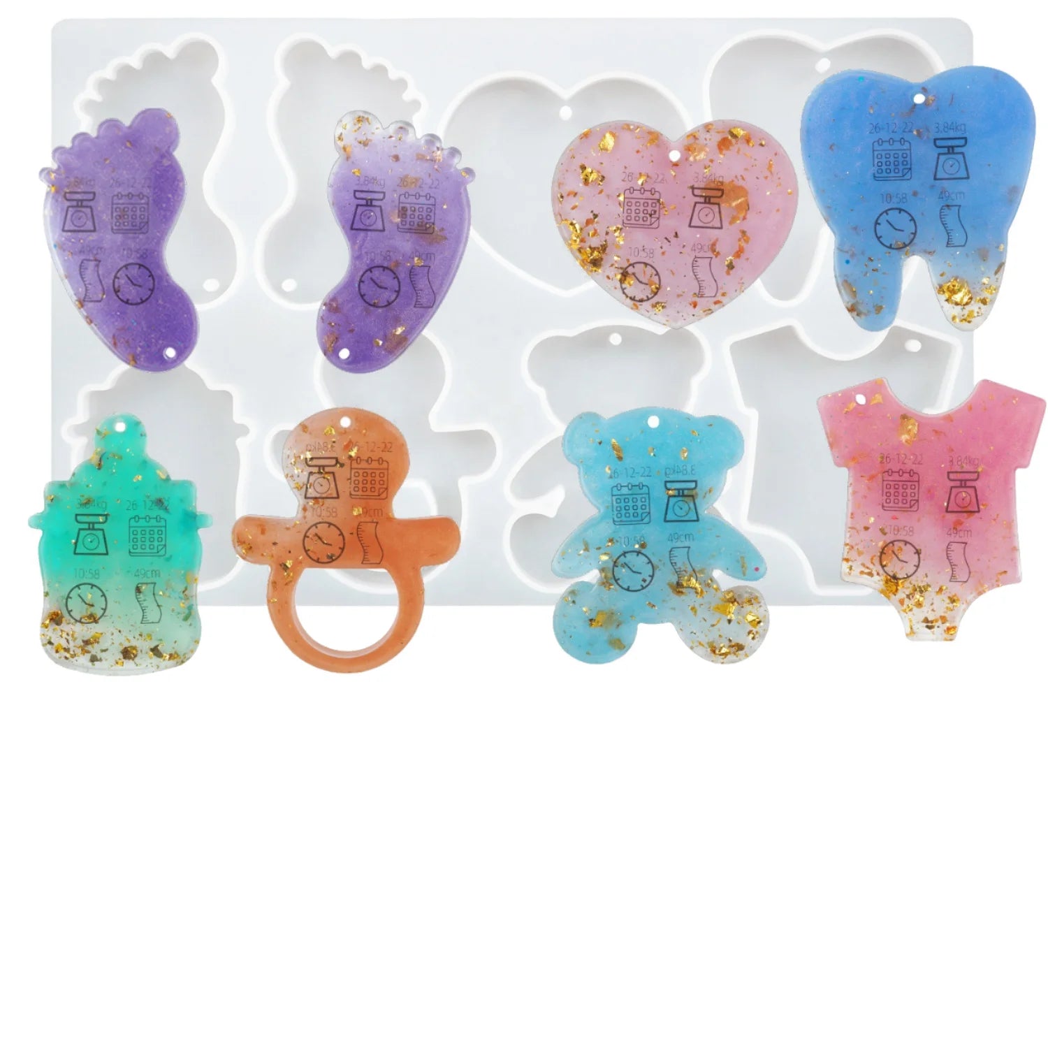 DIY Crystal Glue Epoxy Resin Anniversary Toe Heart Pendant Keychain Mirror-finish Silicone Mold