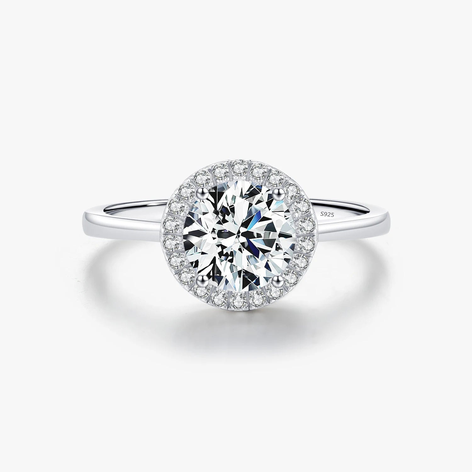 Classic Prong Setting CZ Jewelry 925 Sterling Silver Round Brilliant Cut 1.5CT Delicate Luxury Wedding Band Ring for Women
