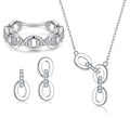 Trendy Silver Jewelry Hoop Design White Gold Plated Accessory Rings Necklaces Studs 925 Sterling Silver Jewelry Sets Women