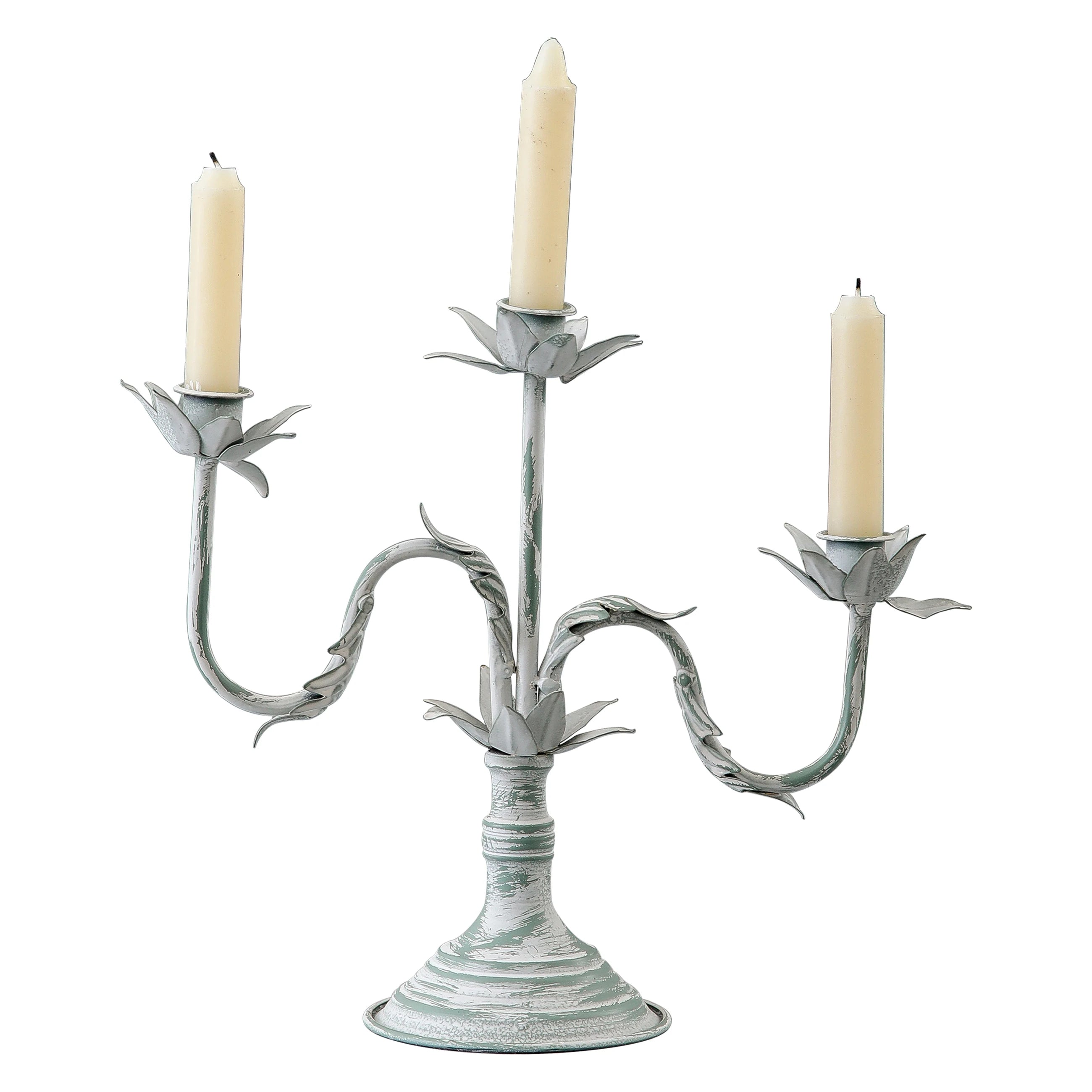 Farmhouse Decor Handmade Custom Iron Gothic Candlesticks Holder 3 Arms Wedding Decoration Rustic Metal Candelabra Candle Holder