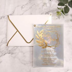 Elegant and Classic Foil Save the Date Card Custom Printed Photo Wedding Vellum Invitation With Envelope