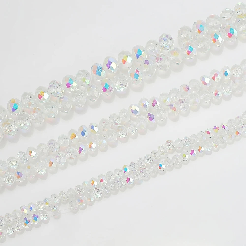 Zhubi 4/6/8MM Faceted Rondelle Glass Beads Half AB Coating Crystals Loose Beads for Jewelry Making Necklace Bracelet Crafts