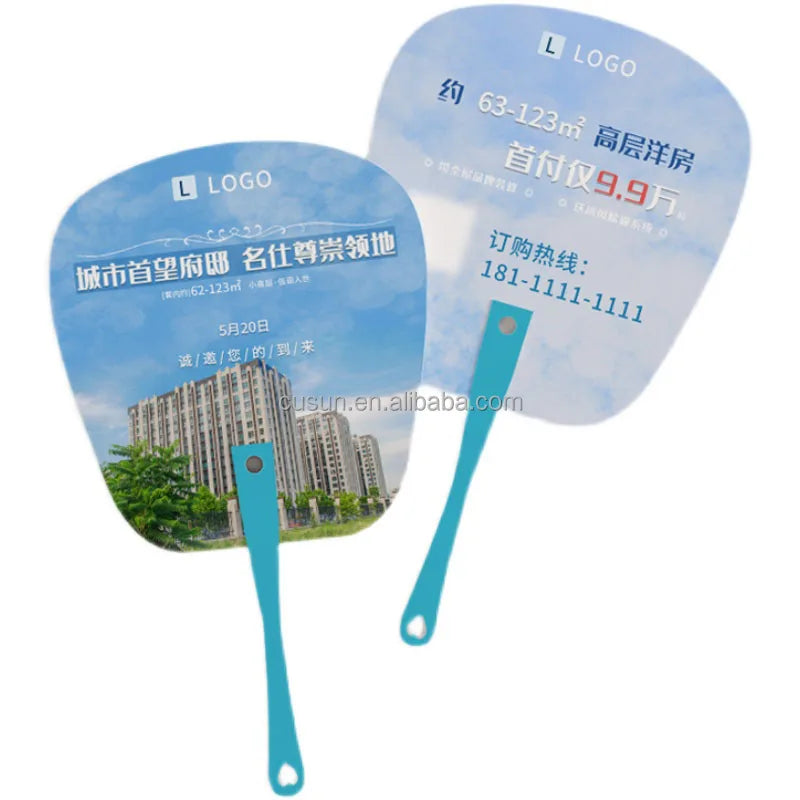 Promotional Good Price Round Shape Advertising pp Plastic Hand Fan