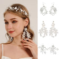 High Quality Handmade Rhinestones Crystals Pearl Leaf Flower Earring Women Bridal Jewelry Wedding Fashion Earrings