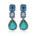 Elegant Women's New Design Stud Earrings Big Stone Pear Cut CZ Dangle with Colorful Brass for Wedding Engagement or Party