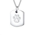 Vintage Children's Stainless Steel Dog & Cat Paw Print Cremation Ash Urn Pendant Necklace