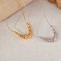 New Design Minimalist 18K Gold Sliver Plated Hammered Style Stainless Steel Pendant Necklace for Women