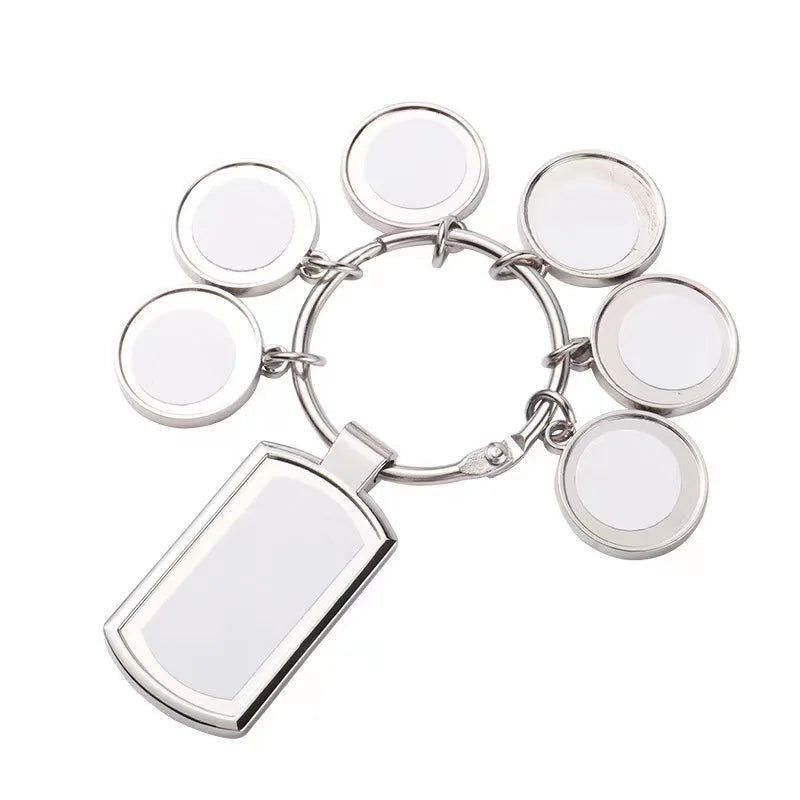 New Sublimation Print Your Pattern Key Chain Blank Key Set Chain Heart Circle Gift Supplies Sublimation Blank Keychains