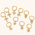 Dingran Elegant Original Gold Plated Earrirgs Cross Heart Water Drop Flower Hoop Earrings for Women