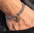 Personalized Fashion Geometric Men Bracelet Fatigue Silver Chain Double Layer Bracelet Delicate Hollow Cross Charm Bracelet