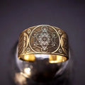 Vintage Archangel Metatron Warrior Knight Angel of Life Seal Adjustable Rings for Men Solomon Kabbalah Ring Amulet