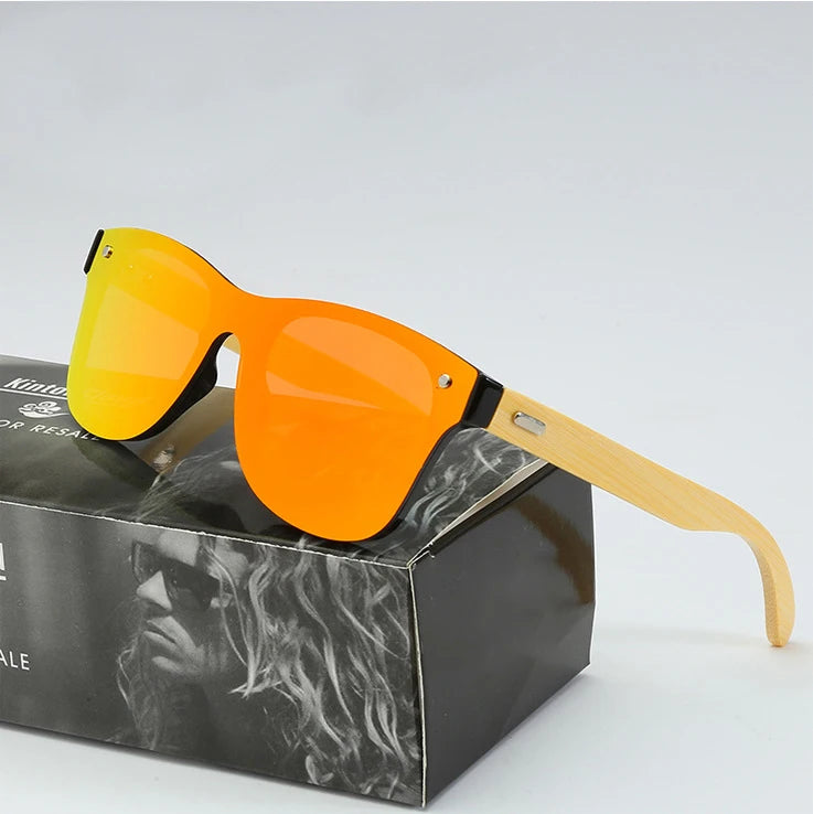 One Piece European American Unisex Sunglasses with New Wood Bamboo Legs Cross-Border Explosion Design for Foreign Trade