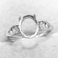 Sterling Silver 8*10mm Semi Mount Ring Empty Frame Blank Support Setting S925 Base Holder Without Center Stone for DIY Inlay