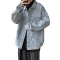 Autumn Style Men's Loose Denim Jacket Large Size Casual Hooded Collar Breathable Woven Fabric Light Pocket Stand Spring