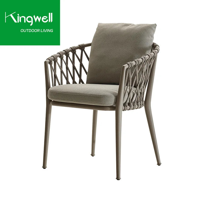 Hotel Garden Patio Black Modern Woven Rope Outdoor Dining Chairs Furniture Aluminum Bistro Garden Chair