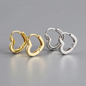 Fashion jewelry Ins 925 Sterling Silver plain heart shape hoop earrings for women jewelry