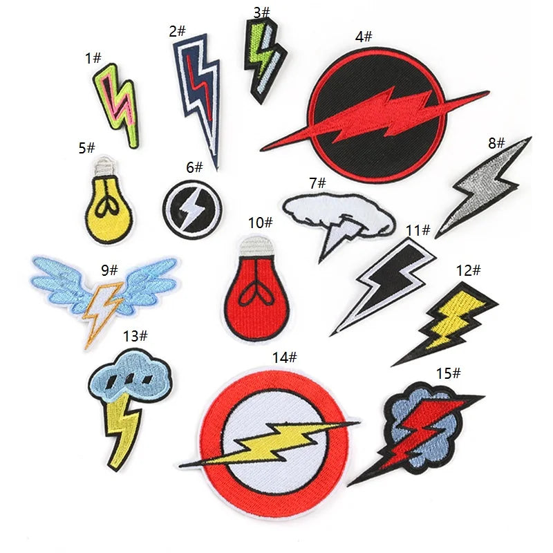 Creative Embroidery Iron on  Flash lightning Patches for Clothing