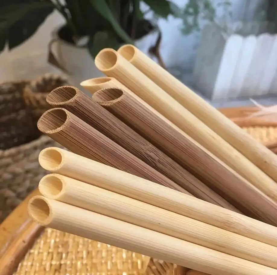 Custom Natural Biodegradable Compostable Eco Bamboo Fiber Boba Juice Drinking Straws Beverage Bamboo Straw